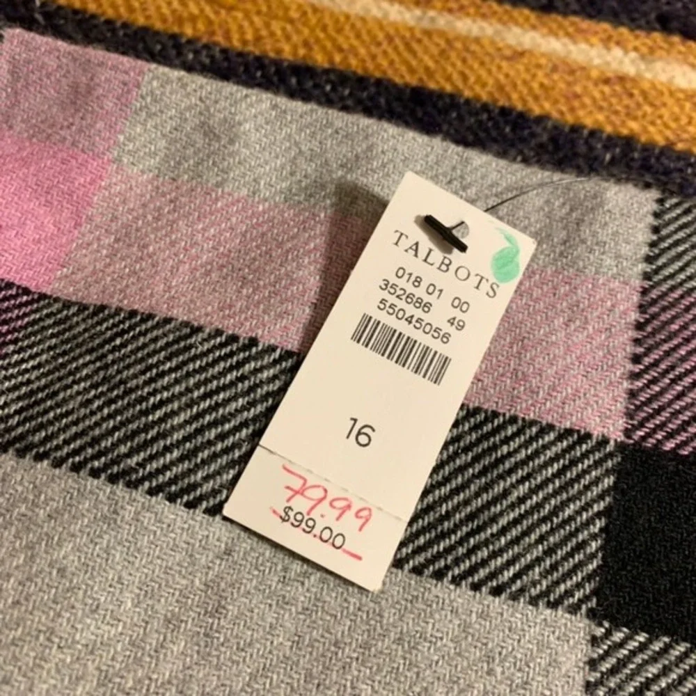 Talbots‎ Plaid A-Line Skirt Pink Gray 16 Wool NWT Preppy Academia Old Money - Picture 3 of 5